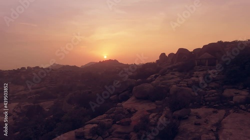 sunset in boulders of India