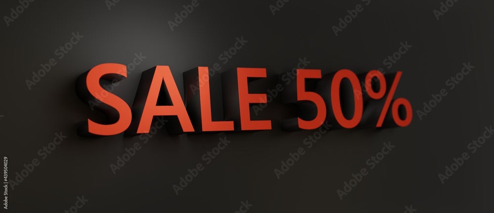 Abstract SALE 50% 3D TEXT Rendered Poster (3D Artwork)