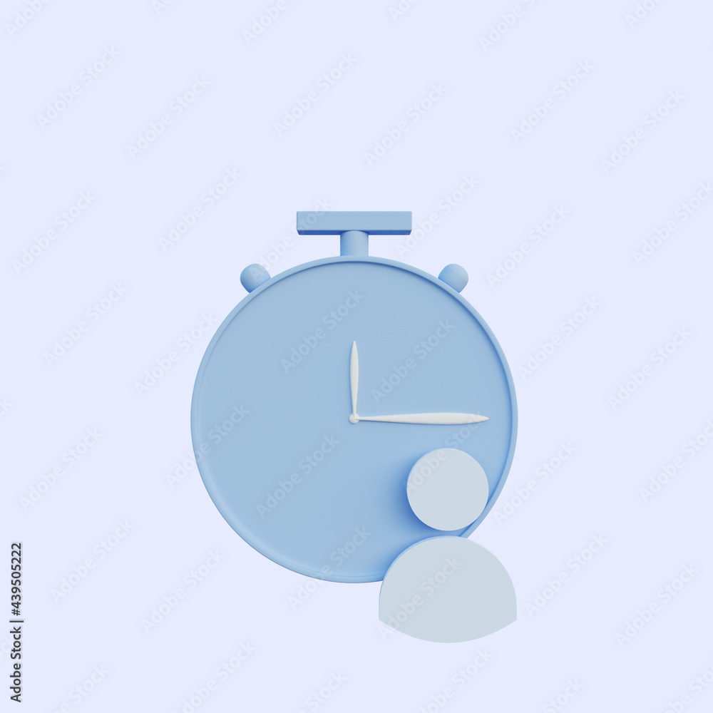 3d illustration clock icon with people icon 3d illustration clock icon with people icon