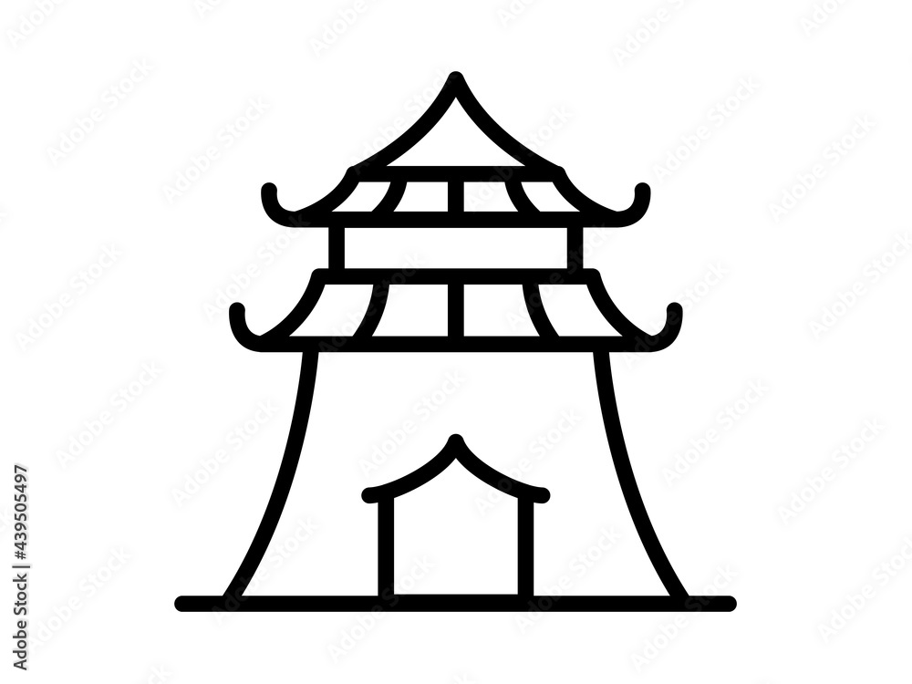 chinese temple single isolated icon with outline style chinese temple single isolated icon with outline style