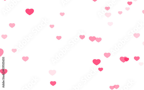 Valentine day pink hearts on white background.