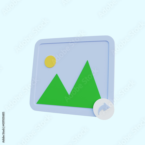 3d illustration simple icon galery with share icon photo