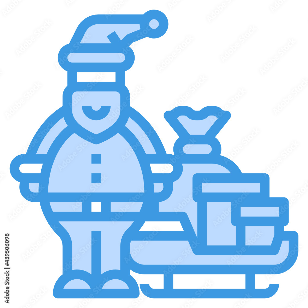 Santa Claus blue line icon Santa Claus blue line icon