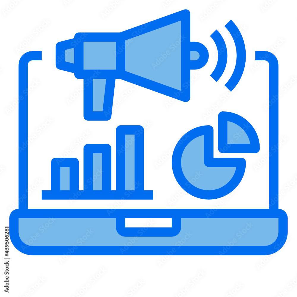 megaphone blue line icon megaphone blue line icon