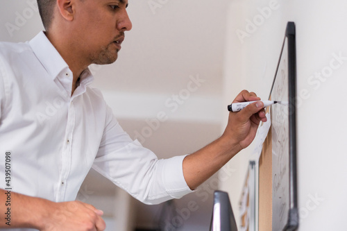 Latin hispanic man working at home  photo