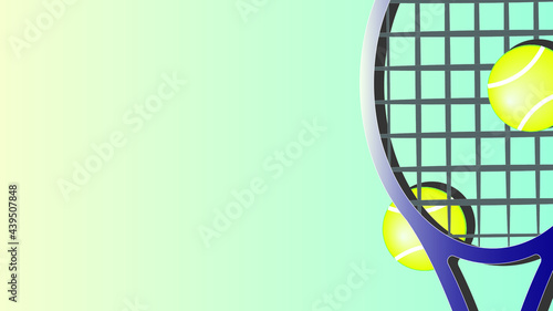 Tennis accessories template with place for text on a light blue background. Vector illustration for banners and other. 