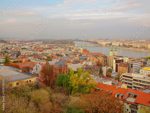 Panorama of autumn Budapest from the Fisherman's Bastion