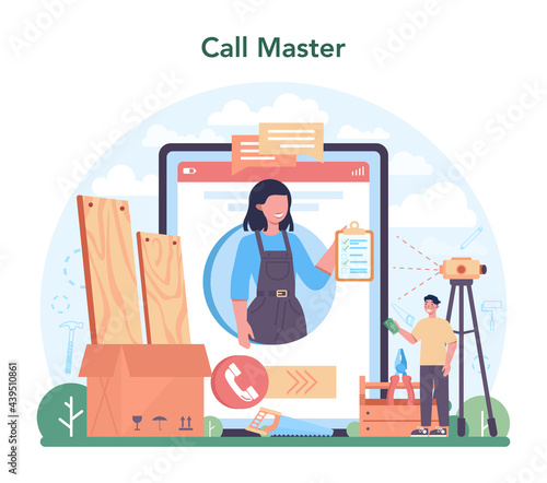 Flooring installer online service or platform. Professional parquet laying