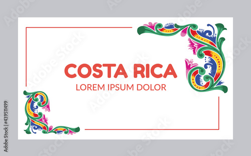 Costa Rica Banner with traditional ox cart ornaments frame - Vectors (EPS) photo