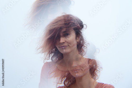 Portrait of a girl through a prism photo