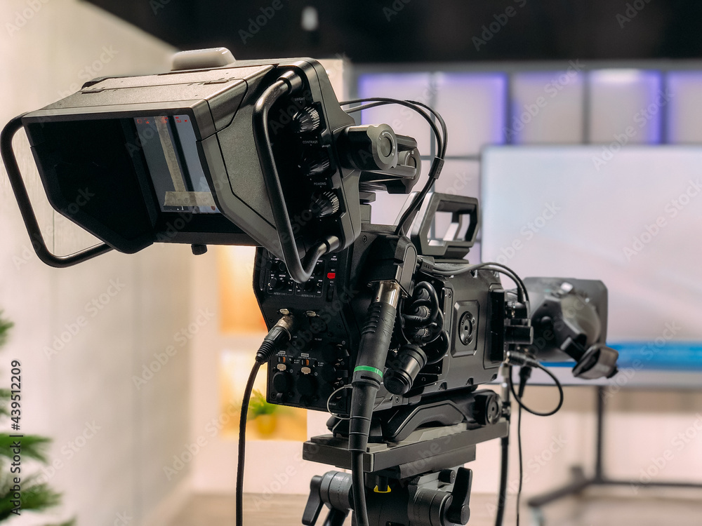 Professional video camera in TV studio Professional video camera in TV studio