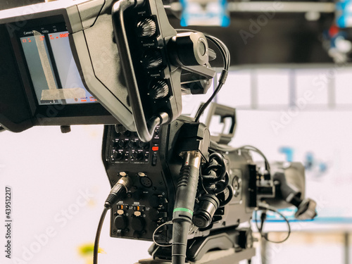 Professional video camera in TV studio photo