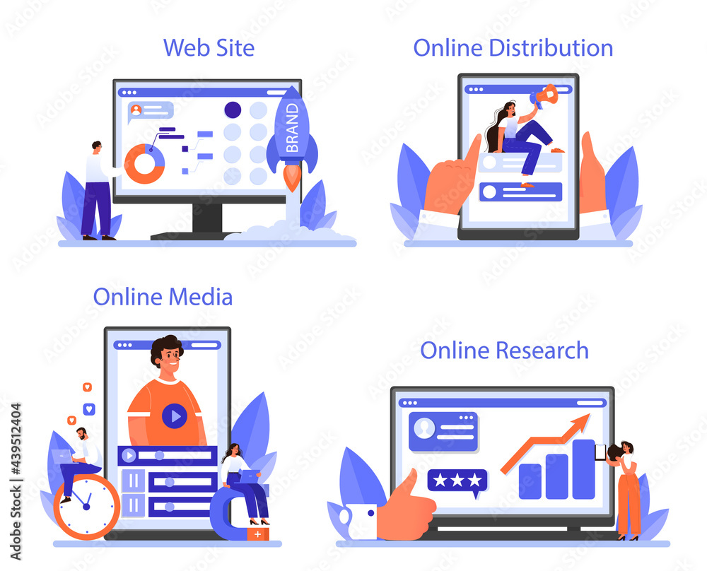 Brand management online service or platform set. Unique design Brand management online service or platform set. Unique design