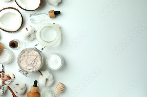 Skin care scrub concept on white background