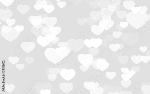Valentine day white hearts on gray background.