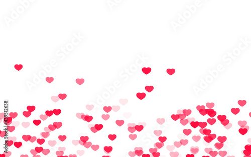Valentine day pink red hearts on white background.