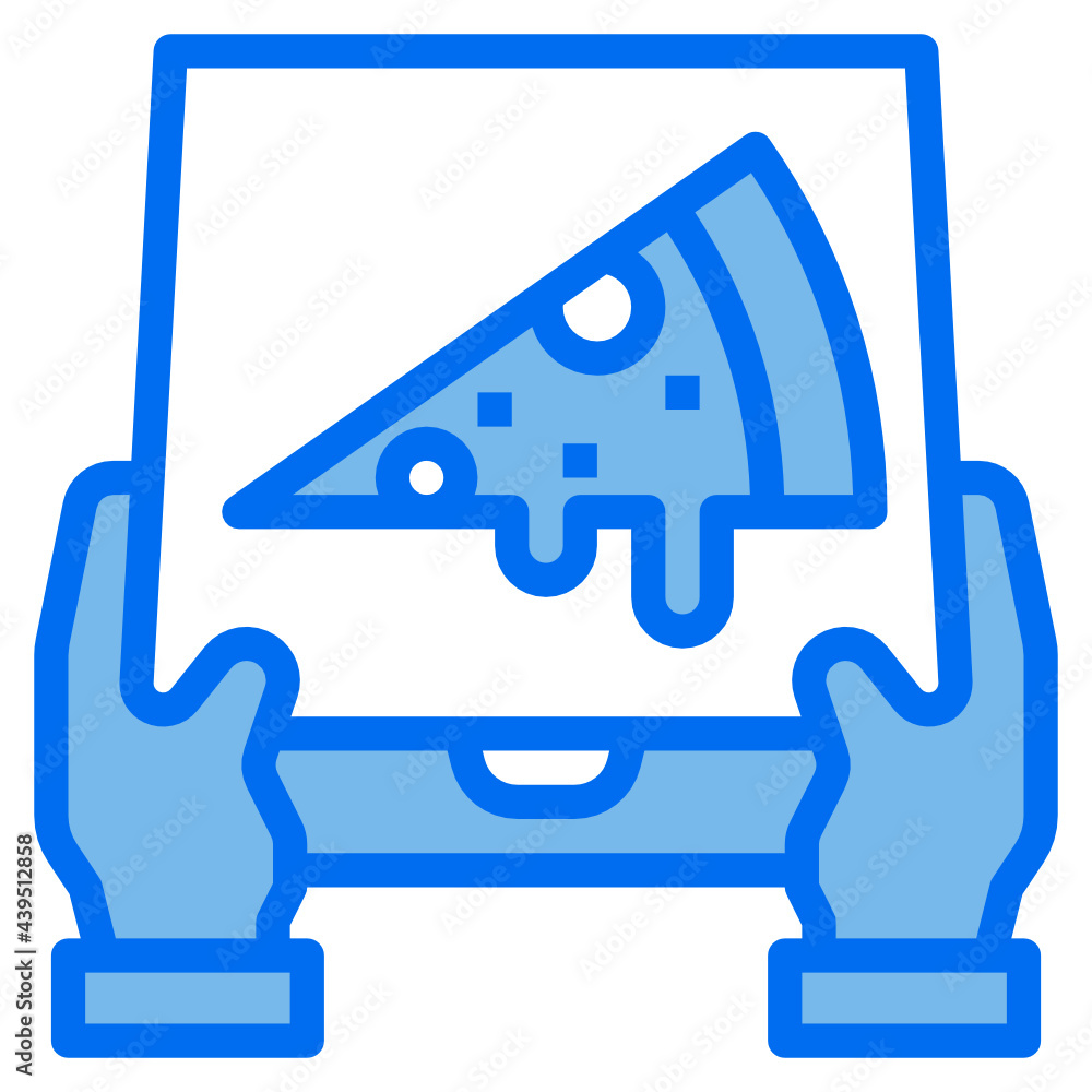Obraz premium pizza blue line icon