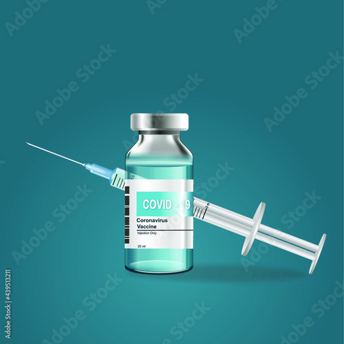 Vaccines against COVID-19. Virtual syringe and vaccine bottle icon. Treatment. Corona virus covid-19. Isolated vector illustration.