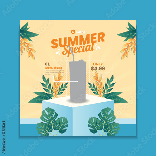 Summer special drink menu social media post template