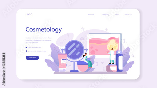 Cosmetologist web banner or landing page, skin care and treatment.