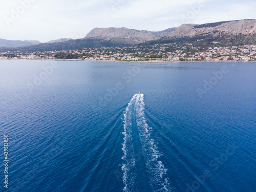 Aerial view of city and port in Chios island, Greece photo