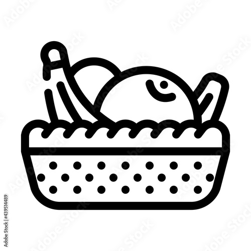 fruit basket in canteen line icon vector. fruit basket in canteen sign. isolated contour symbol black illustration