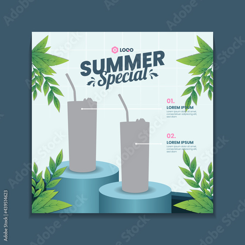 Fotografía Summer special drink menu social media post template