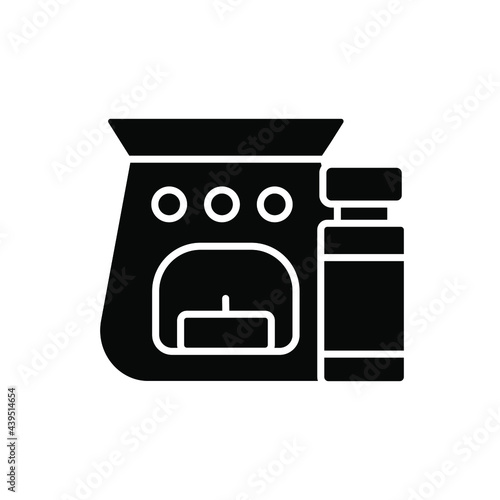Aroma lamp with jar of oil glyph icon. Vector fill black illustration.