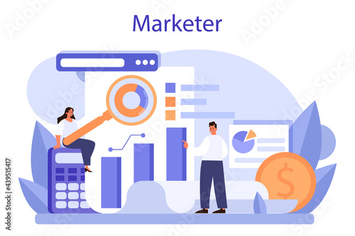 Marketer concept. Advertising and marketing concept. Business strategy