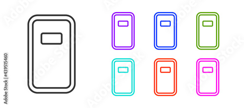 Black line Police assault shield icon isolated on white background. Set icons colorful. Vector