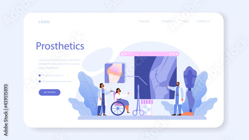 Orthopedics doctor web banner or landing page. Idea of joint