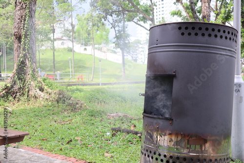 Canvas Print Burning of joss paper and sticks during 7th month ghost festival Singapore