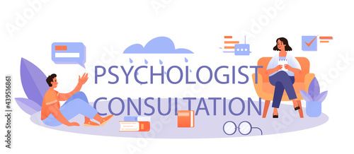 Psychologist consultation typographic header. Mental health diagnostic