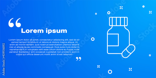 White line Sedative pills icon isolated on blue background. Vector