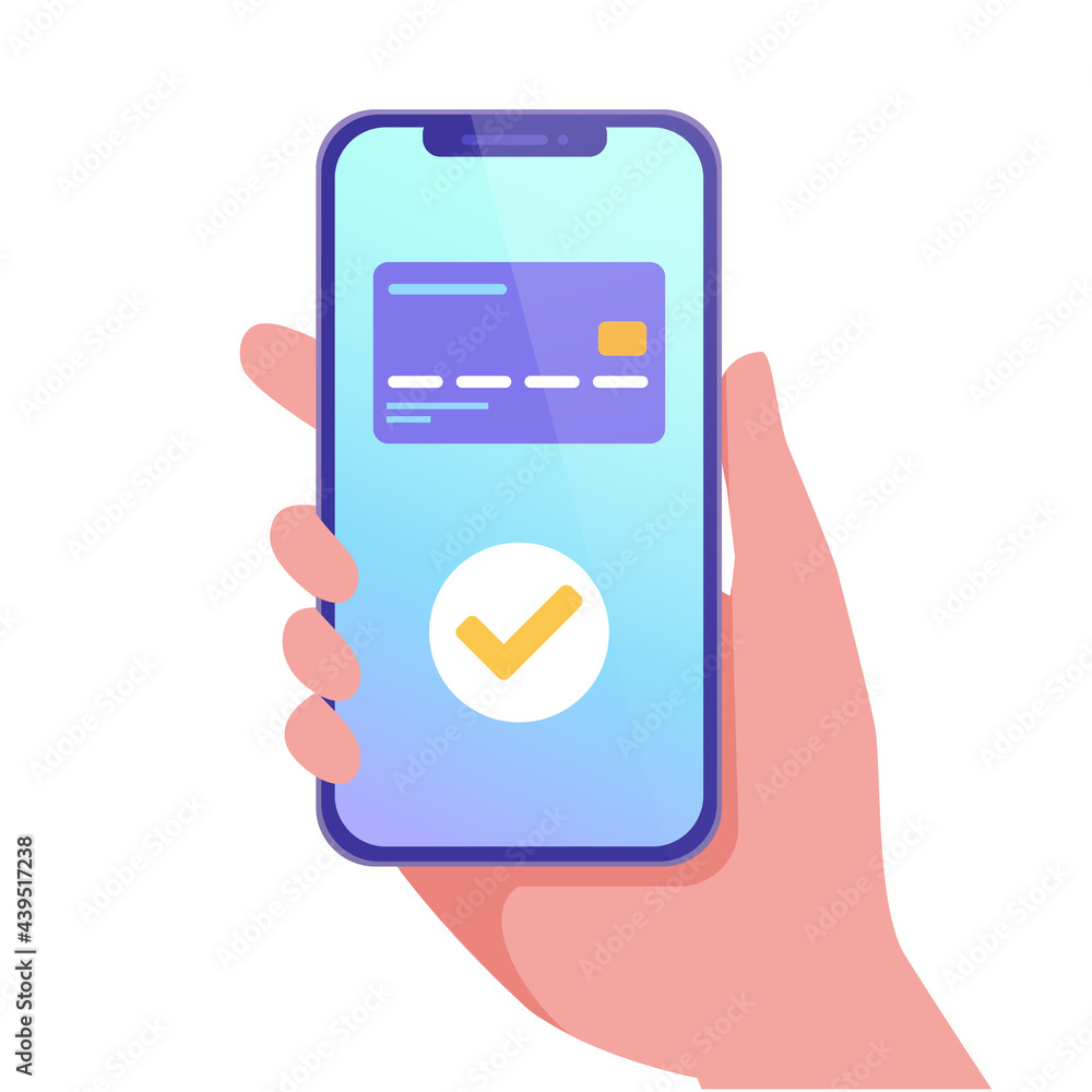 スマートフォンでキャッシュレス決済をする人のベクターイラスト 支払い スマホ 人物 Stock Vector Adobe Stock