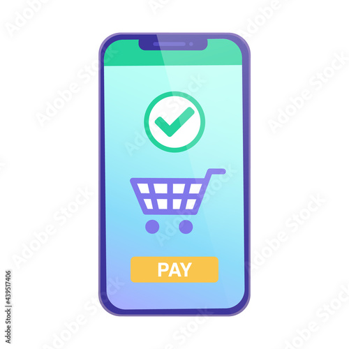 スマートフォンでキャッシュレス決済をするベクターイラスト(クレカ、クレジットカード、オンラインショッピング、インターネット)