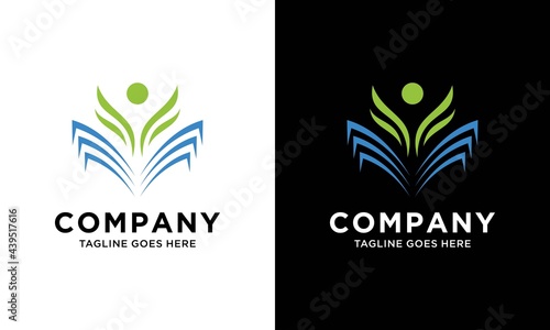 Medical book vector logo template. This design use people symbol. Suitable for healthy.