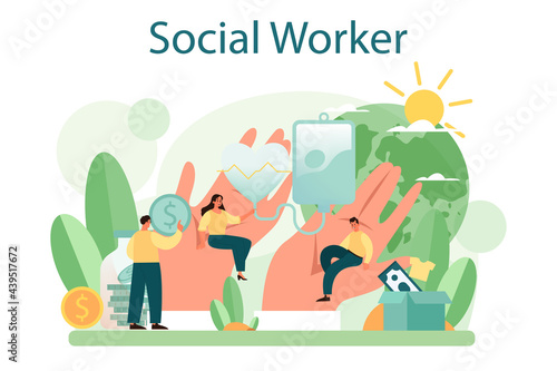 Social worker. Charity volunteer community support and take care of people