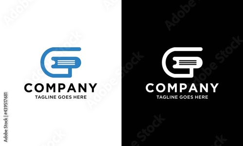 Letter G with book or paper logo template. Suitable for business, web, education, online store, and identity symbol