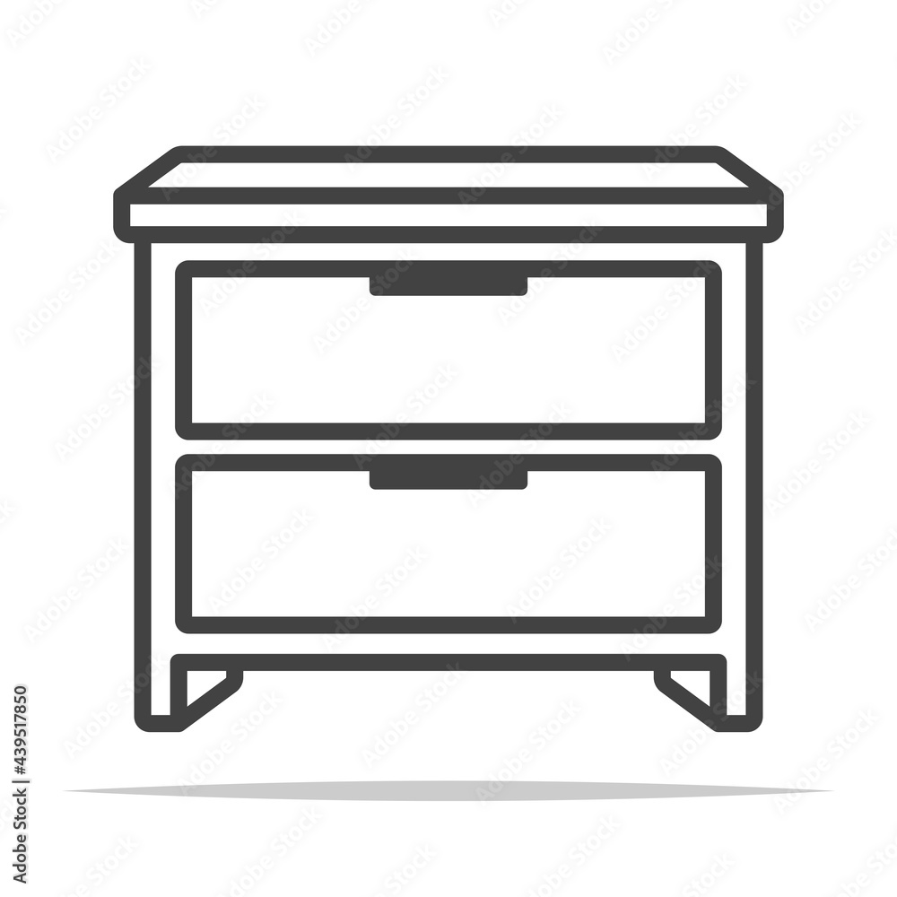 Bedside table outline icon vector isolated Bedside table outline icon vector isolated