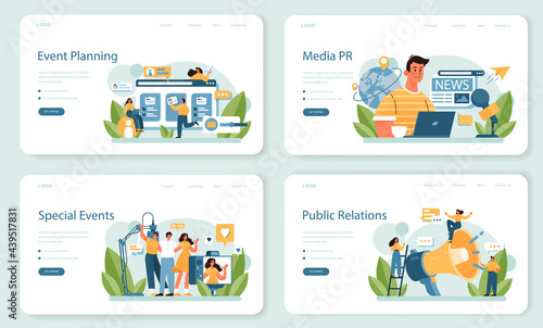 Special event web banner or landing page set. Media performance organization