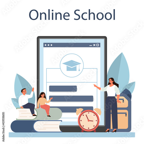 Teacher online service or platform. Profesor standing