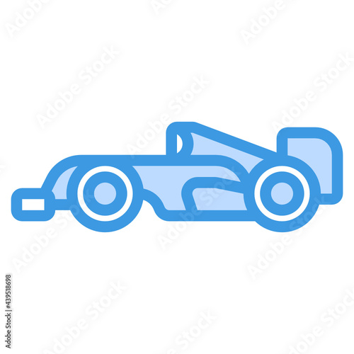 F1 Car blue line icon
