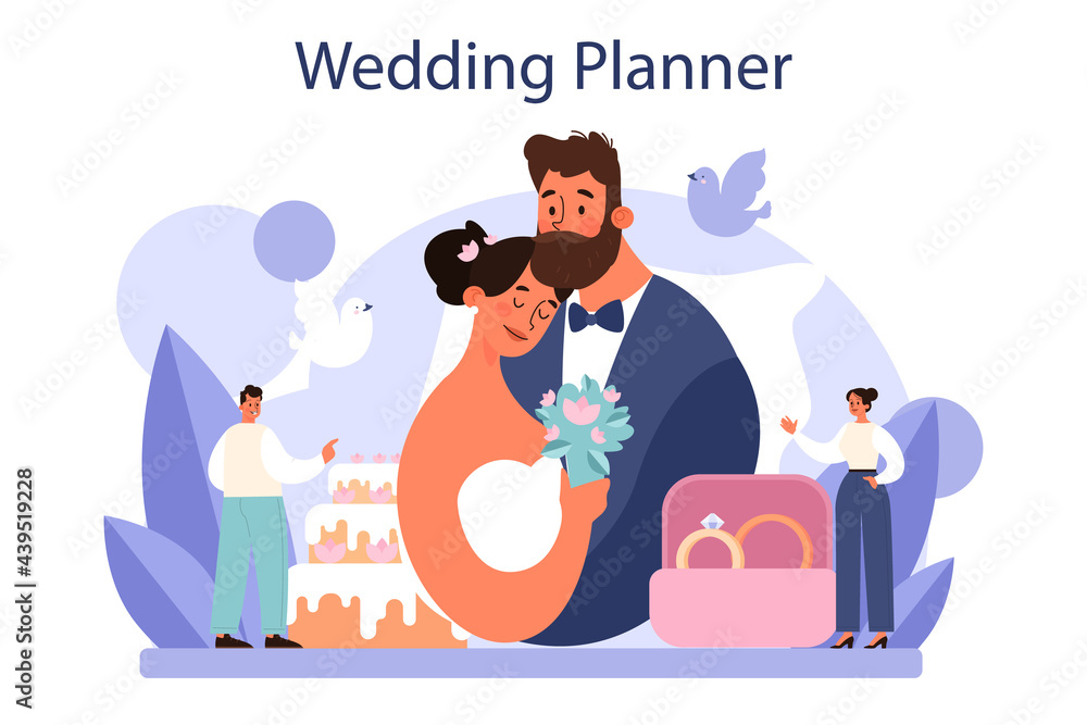 Wedding planner concept. Professional organizer planning wedding