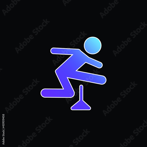 Athlete Jumping Silhouette blue gradient vector icon
