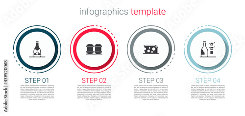 Set Champagne bottle, Wooden barrel for wine, Cheese and Bottle of. Business infographic template. Vector