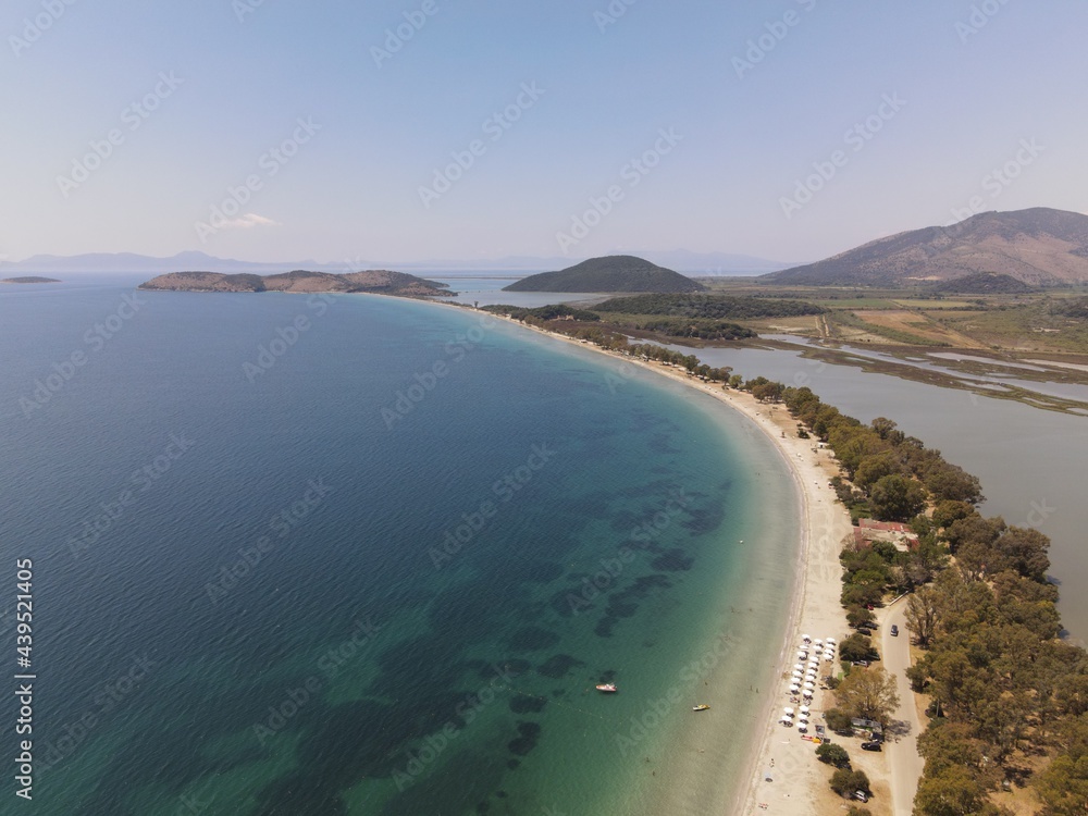 Aerial View Of Famous Tropical Beach Drepanos - Makrigiali In Greece, igoumenitsa city, Epirus