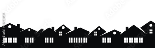 Black silhouette of suburb