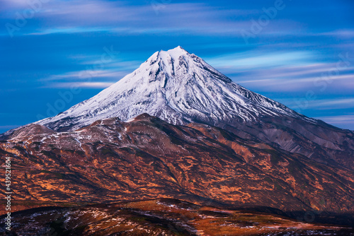 World popular tourist destination, Kamchatka Peninsula, Russia. Vilyuchik, also known as Vilyuchinsky is a stratovolcano in the southern part of the Kamchatka Peninsula, Russia.  photo