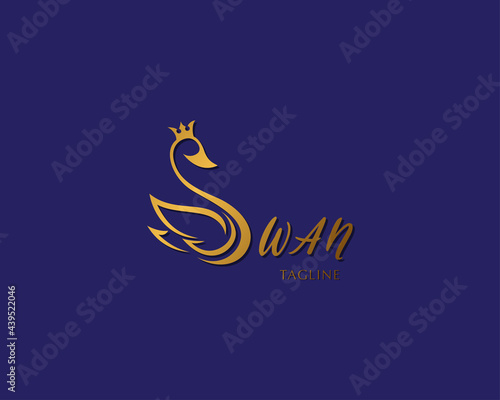 swan king logo beauty symbol creative concept design